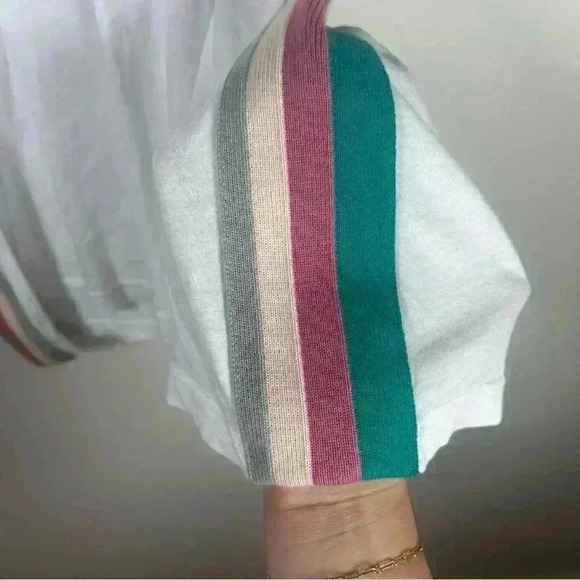 Monrow Striped White Tee - Picture 2 of 6